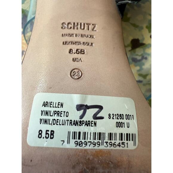 Schutz Ariellen Vinyl Rhinestone Chunky Triangle Platform Heel Sandals size 9.5 - Picture 5 of 8